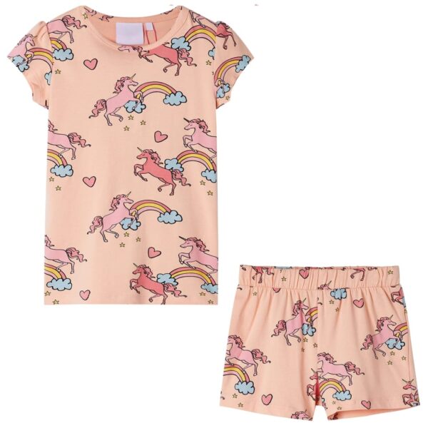 Kinderpyjama Met Korte Mouwen 128 Lichtoranje