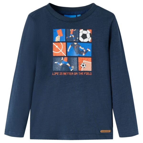Kindershirt Met Lange Mouwen 104 Gemêleerd Marineblauw