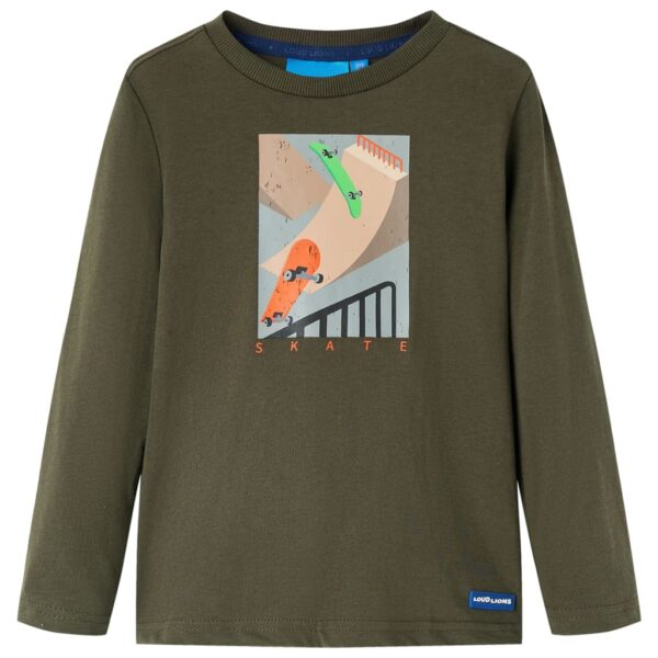 Kindershirt Met Lange Mouwen 140 Kakikleurig