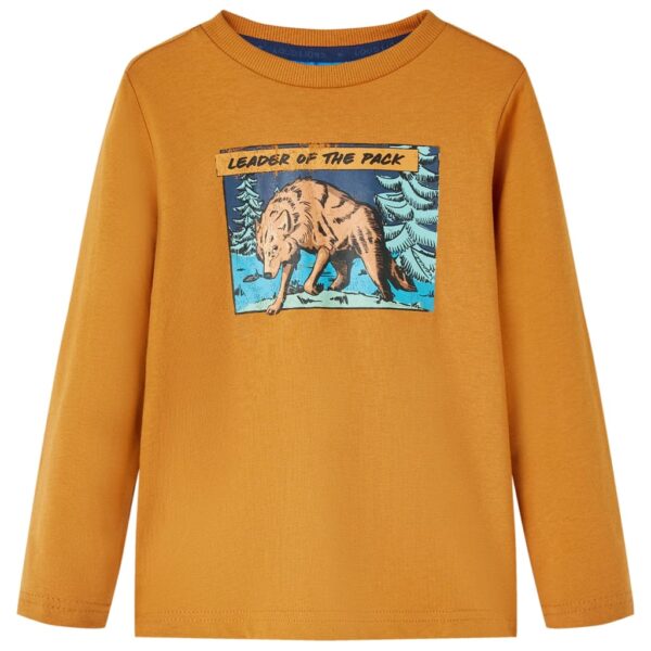 Kindershirt Met Lange Mouwen 140 Donker Donkerokerkleurig