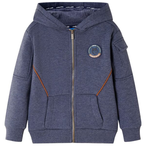 Kindervest Met Capuchon En Rits 128 Gemêleerd Donkerblauw