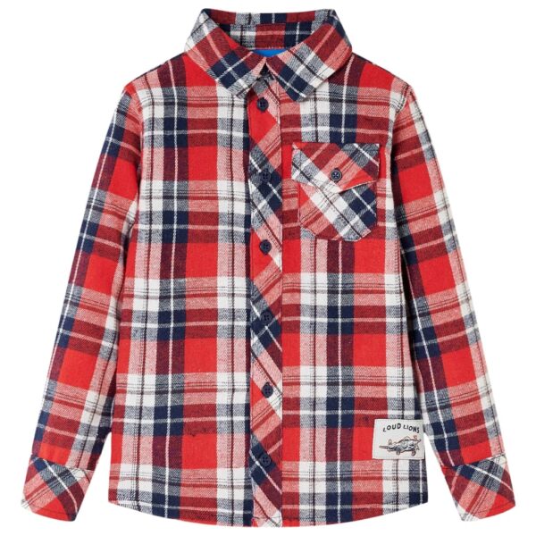 Kinderoverhemd Geruit 104 Rood En Marineblauw
