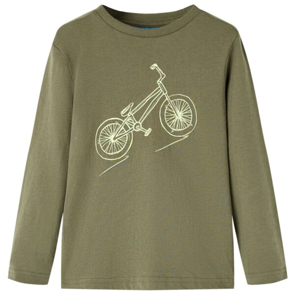 Kindershirt Met Lange Mouwen 128 Kakikleurig