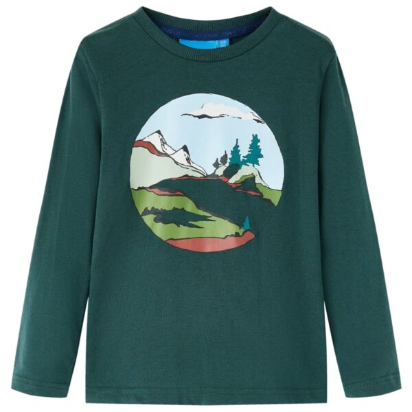 Kindershirt Met Lange Mouwen 104 Donkergroen