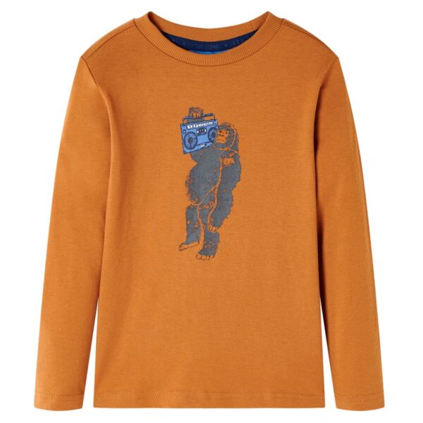 Kindershirt Met Lange Mouwen 92 Donkerokerkleurig