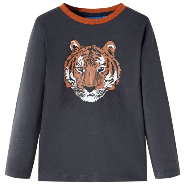Kindershirt Met Lange Mouwen 128 Antracietkleurig