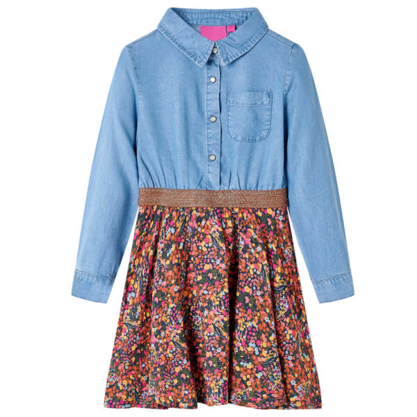 Kinderjurk Met Lange Mouwen 140 Marineblauw En Denimblauw