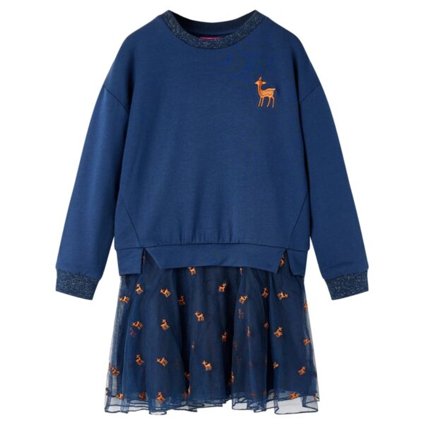 Kinderjurk Met Lange Mouwen 92 Marineblauw