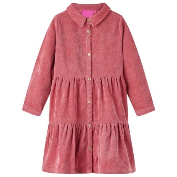 Kinderjurk Met Lange Mouwen Ribfluweel 104 Oudroze