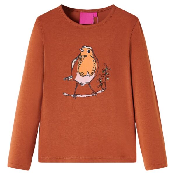 Kindershirt Met Lange Mouwen 92 Cognackleurig