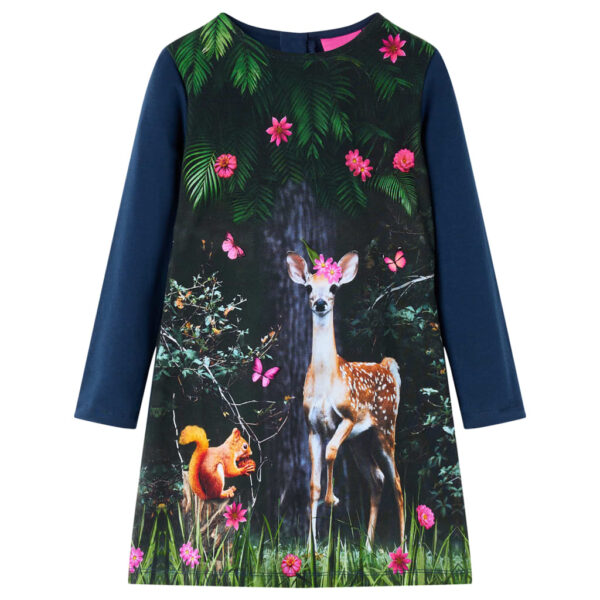 Kinderjurk Met Lange Mouwen 128 Marineblauw