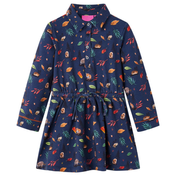Kinderjurk Met Lange Mouwen 128 Marineblauw