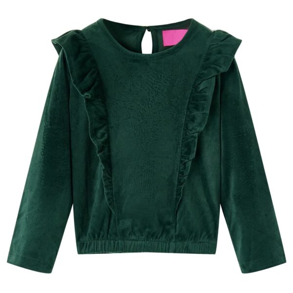 Kinderblouse Met Ruches 128 Donkergroen