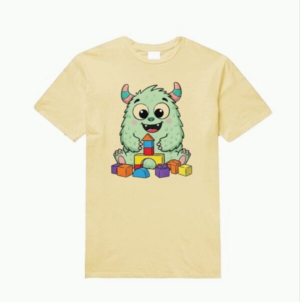 Schattig Groen Monster T-shirt met Bouwblokken - Kinder T-shirt