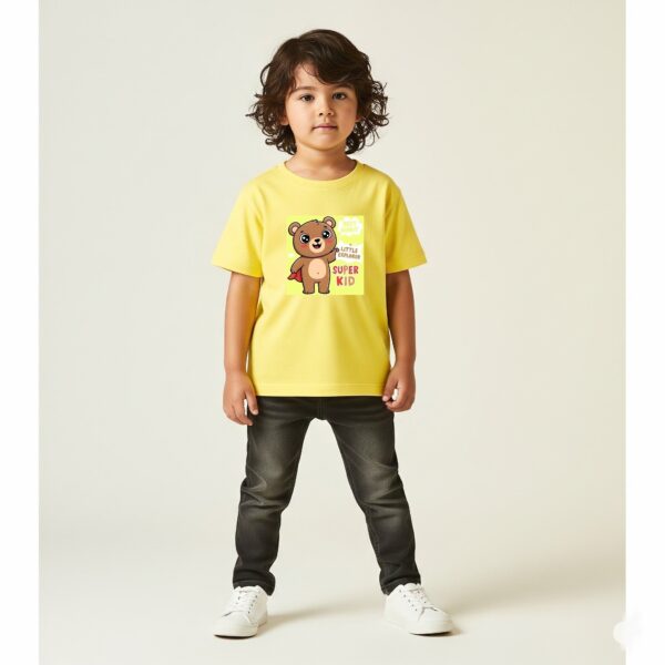 Geel Kinder T-shirt met "Super Kid" Beerprint