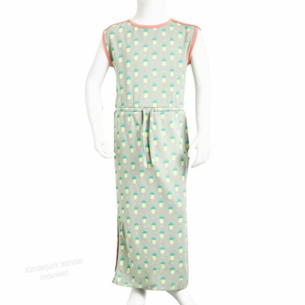 Zomerse Kinder Maxi-Jurk | Lichtgroen met Ananas Print - Comfortabel & Speels