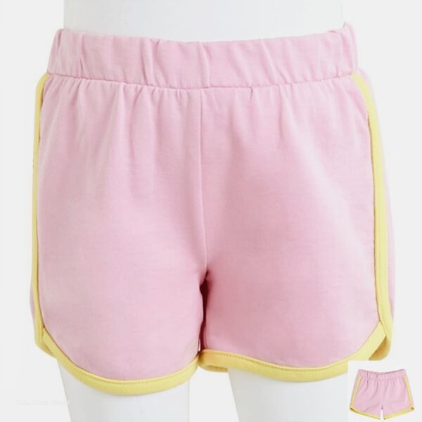 Roze Kinder Shorts met Gele Bies - Comfortabel & Speels