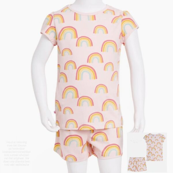 Schattige Meisjespyjama met Regenboogprint - Zacht en Comfortabel!